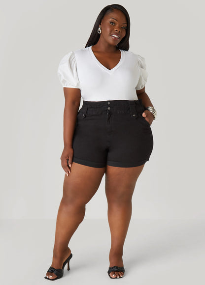 Paperbag Denim Shorts