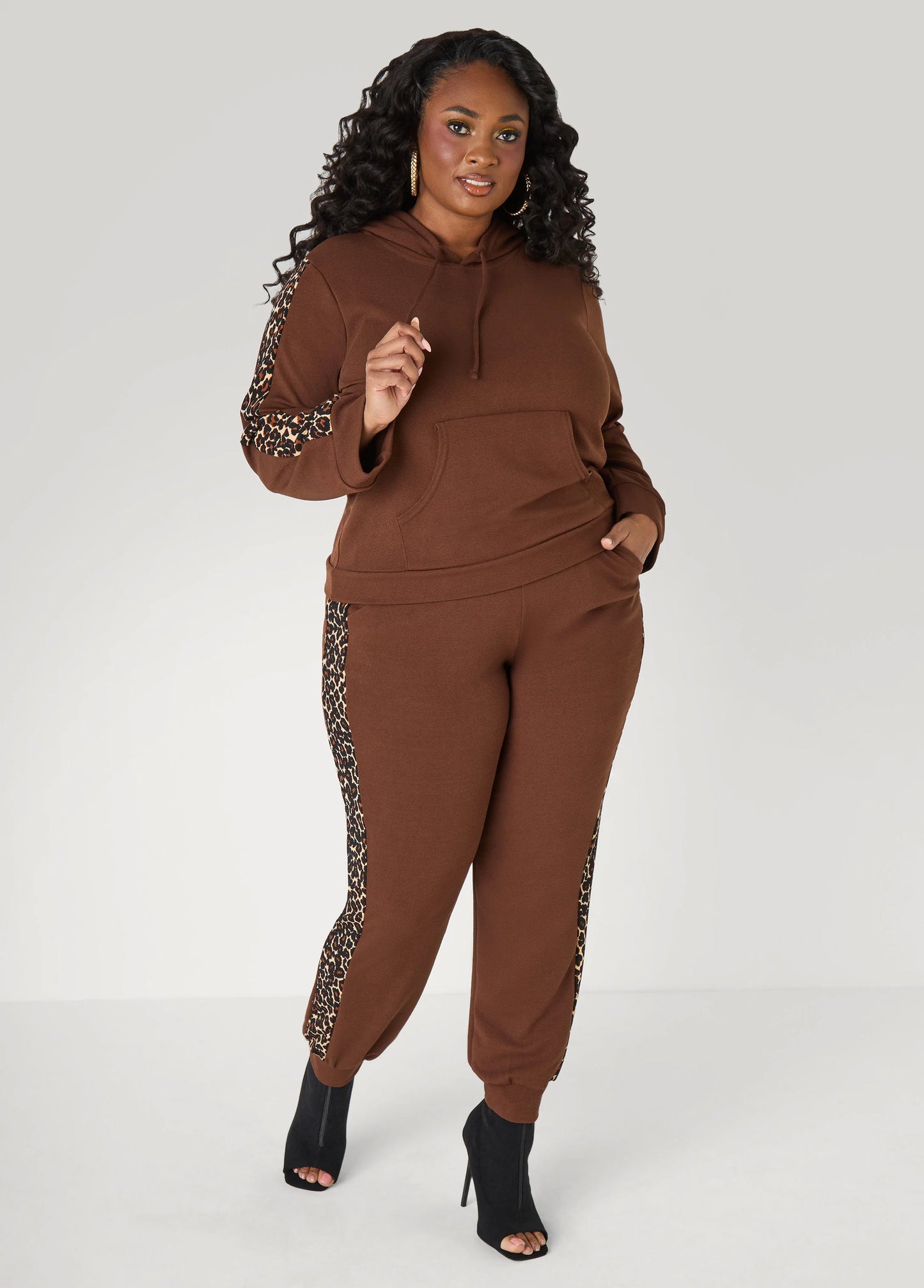Animal Paneled Textured Hoodie