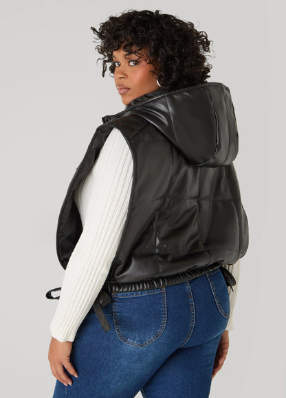 Faux Leather Open Side Vest
