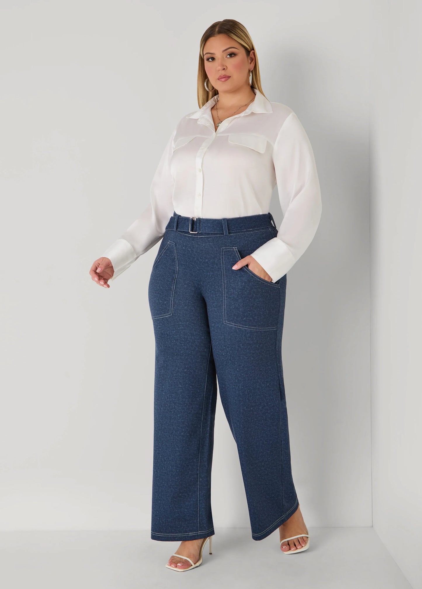 Faux Pocket Satin Shirt
