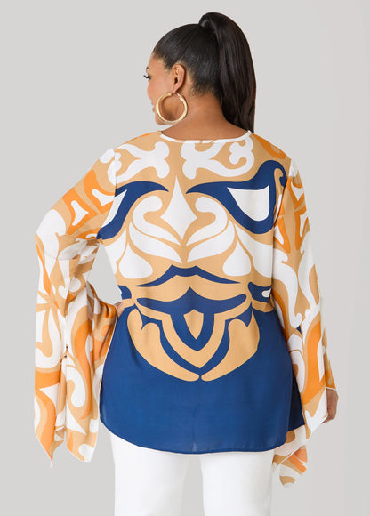 Printed Drama Sleeved Blouse