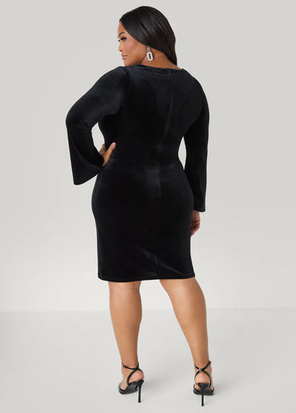 Lace Trimmed Velvet Dress