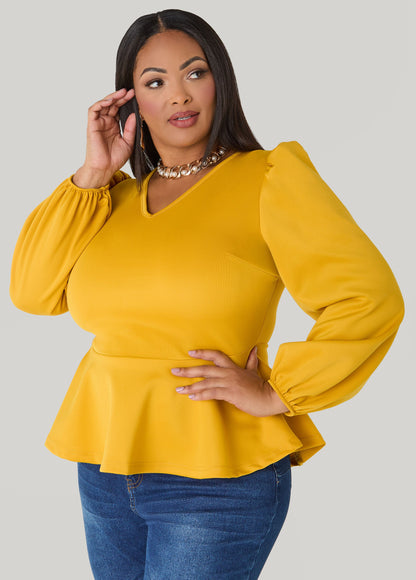 Puff Sleeved Peplum Top