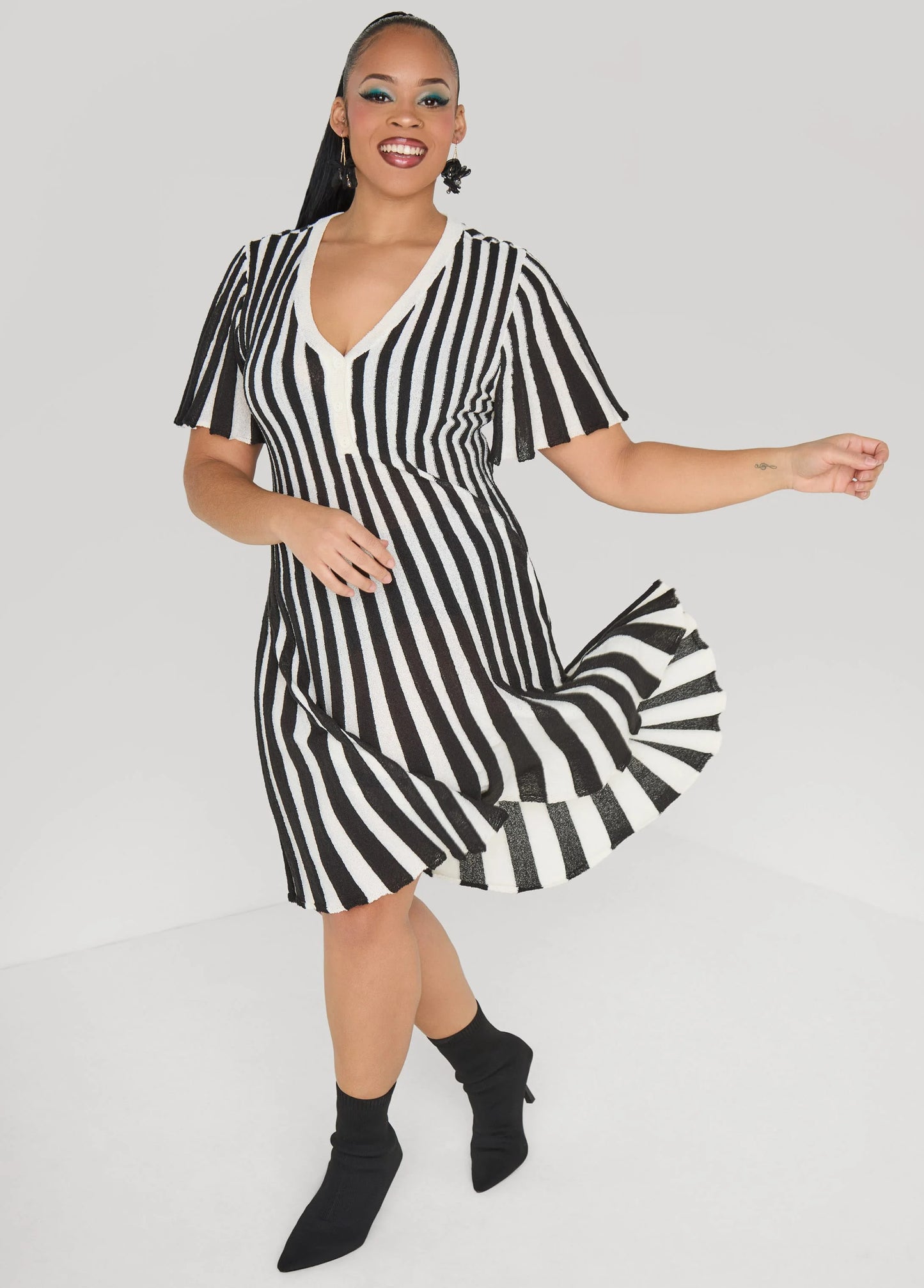 Striped A Line Sweater Dress