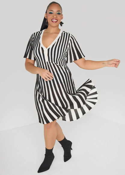 Striped A Line Sweater Dress