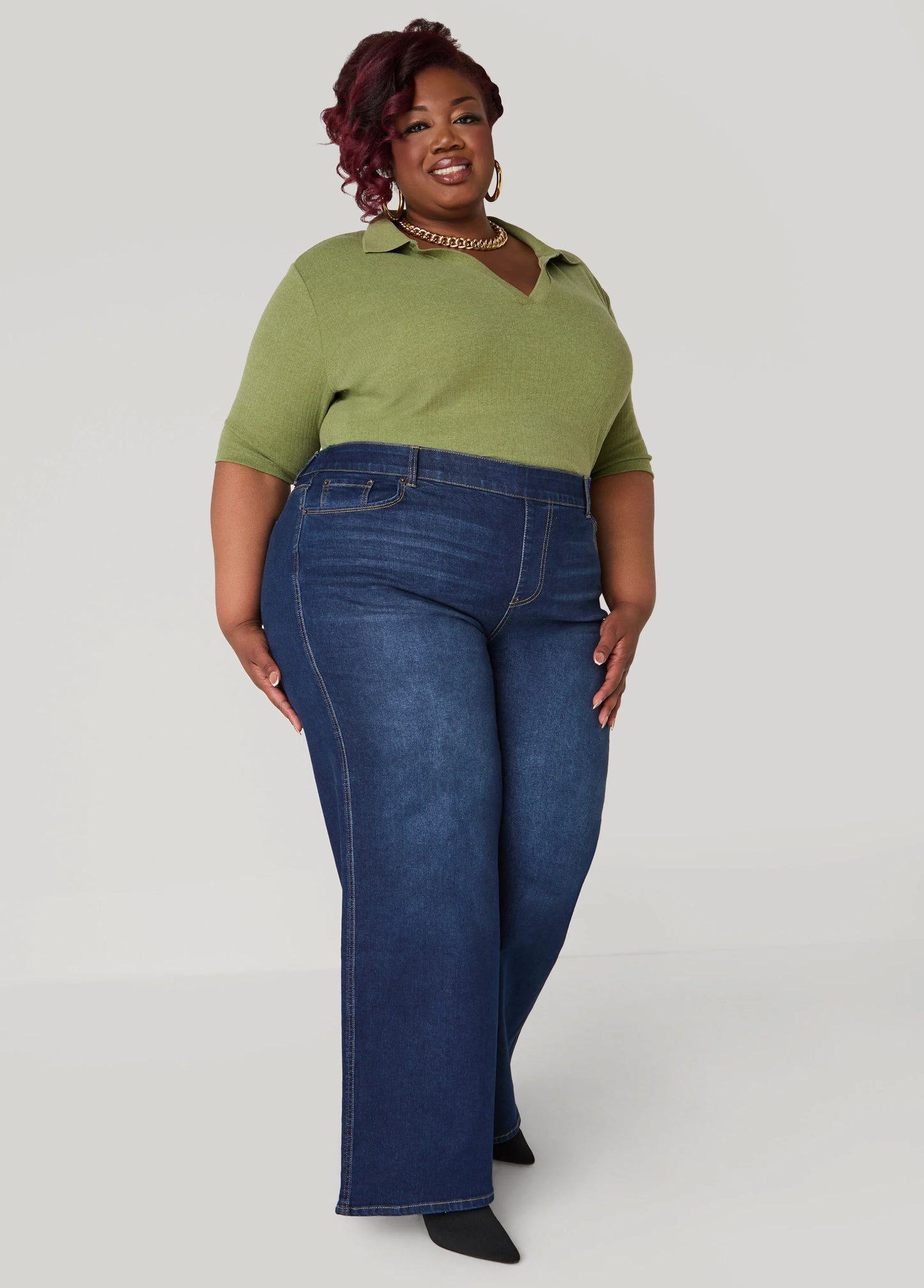 Pull On Wide Leg Jeans