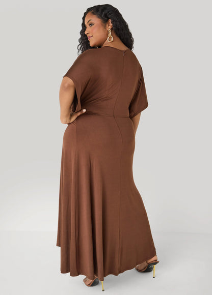 Embellished Gathered Maxi Dress