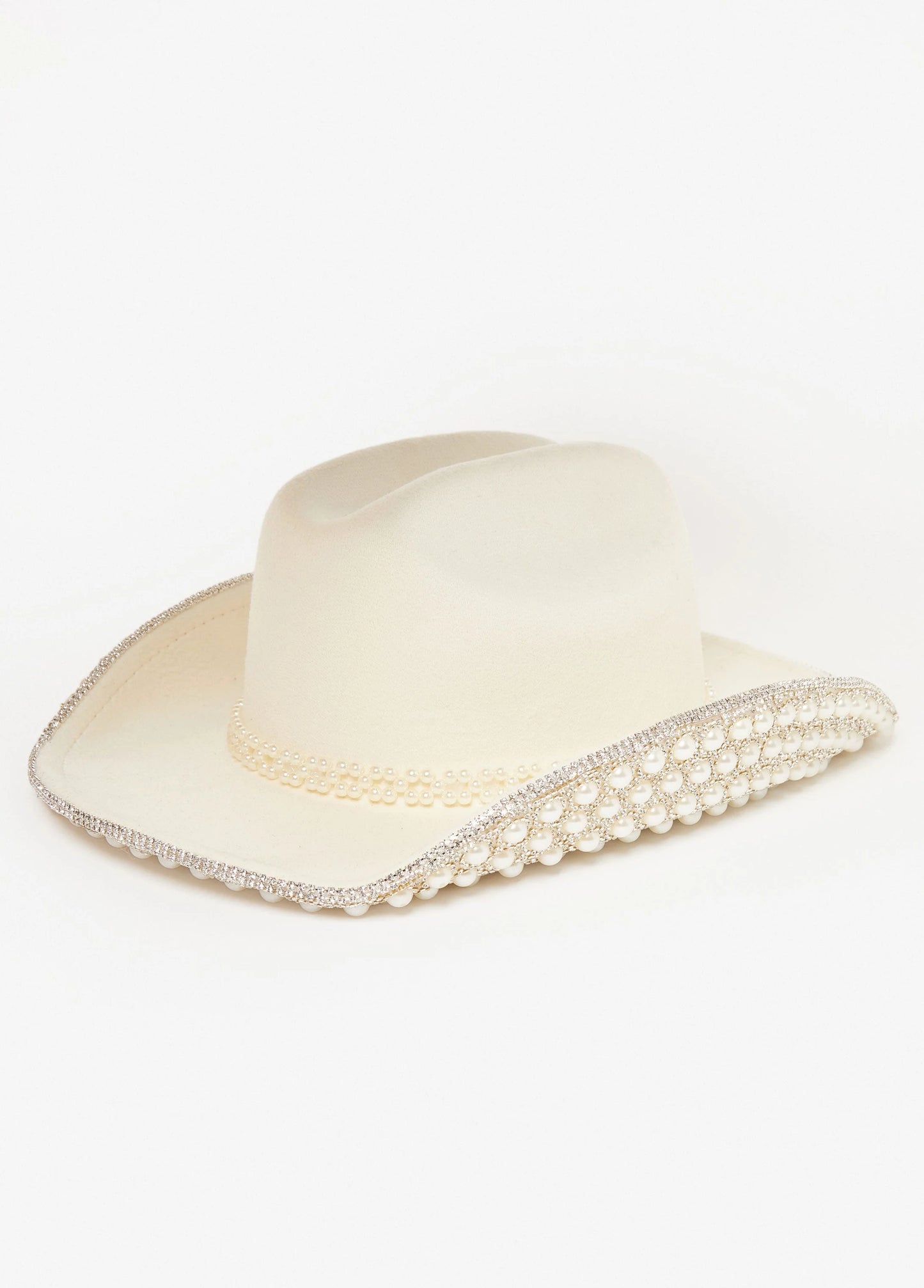 Crystal And Faux Pearl Cowboy Hat