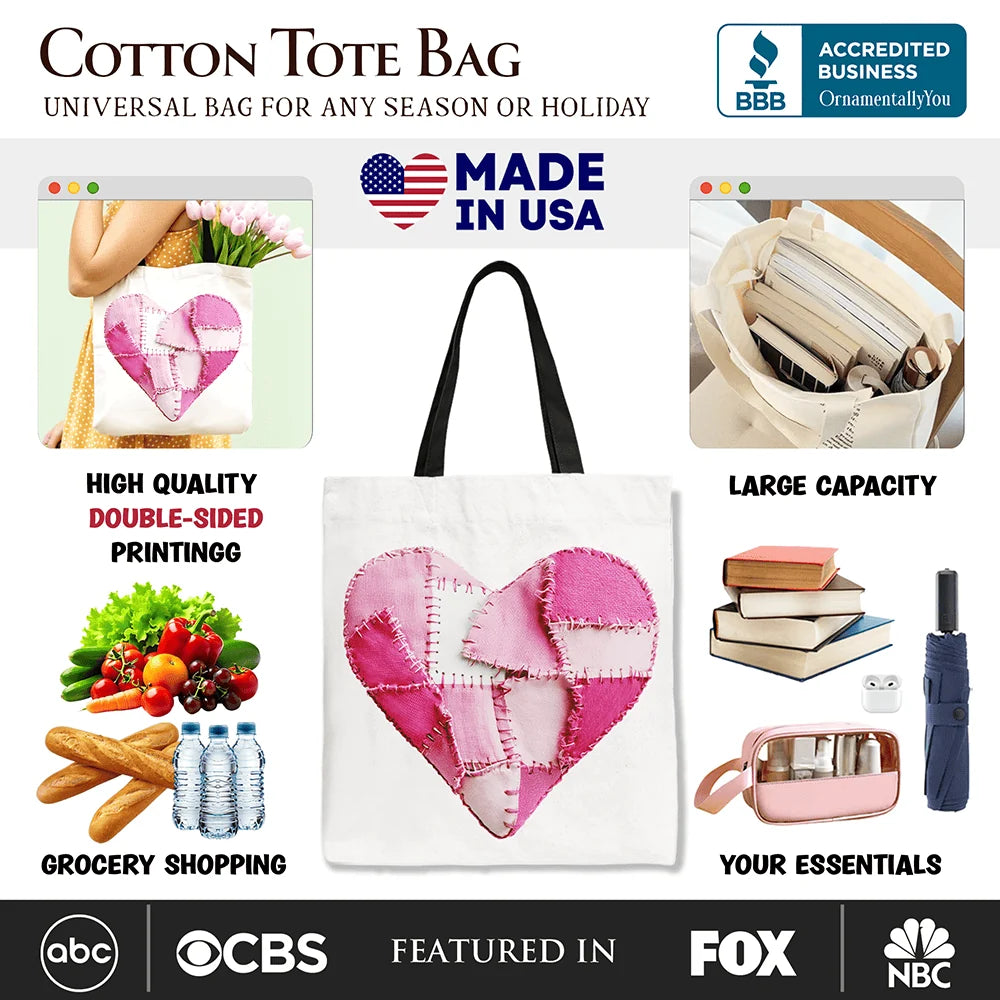 Patchwork Heart Canvas Tote Bag