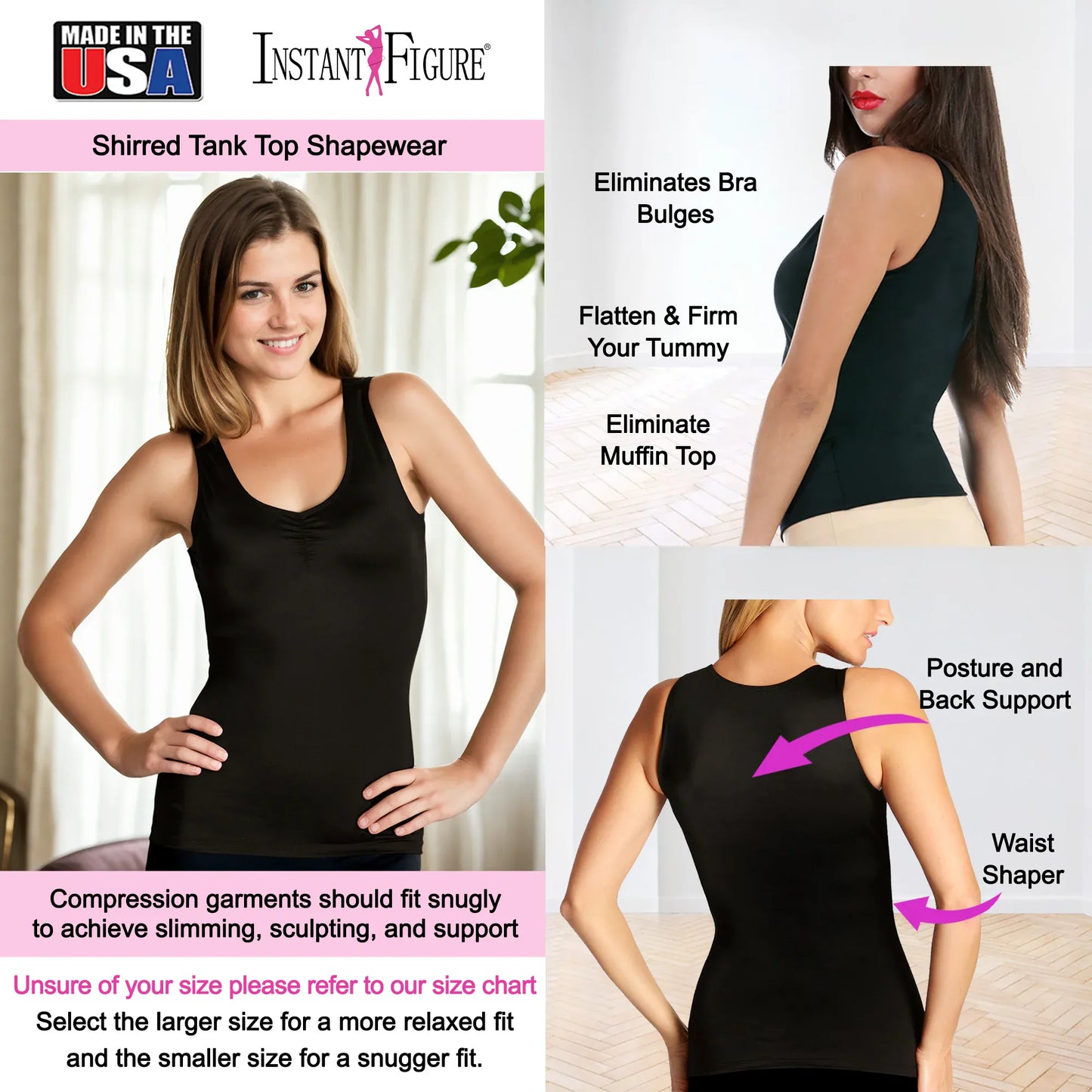 InstantFigure Shirred Shapewear Tank
