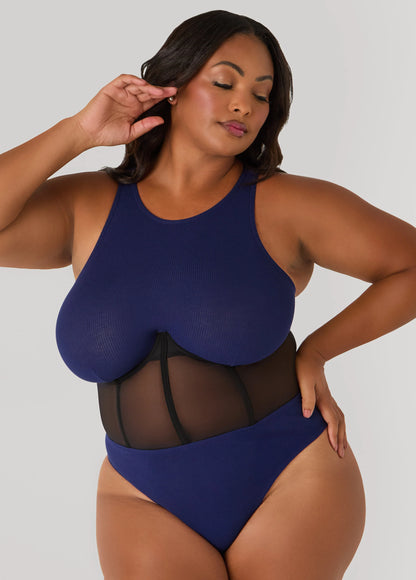 Mesh Corset Paneled Bodysuit