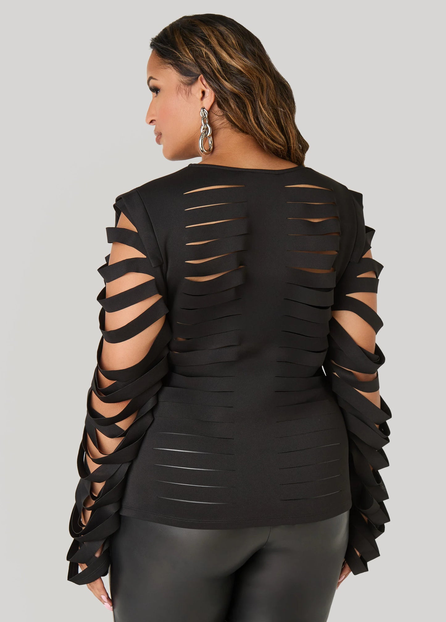 Long Sleeved Laser Cut Scuba Top