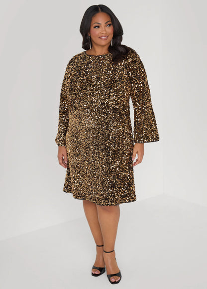 Sequined Velvet Sheath Dress