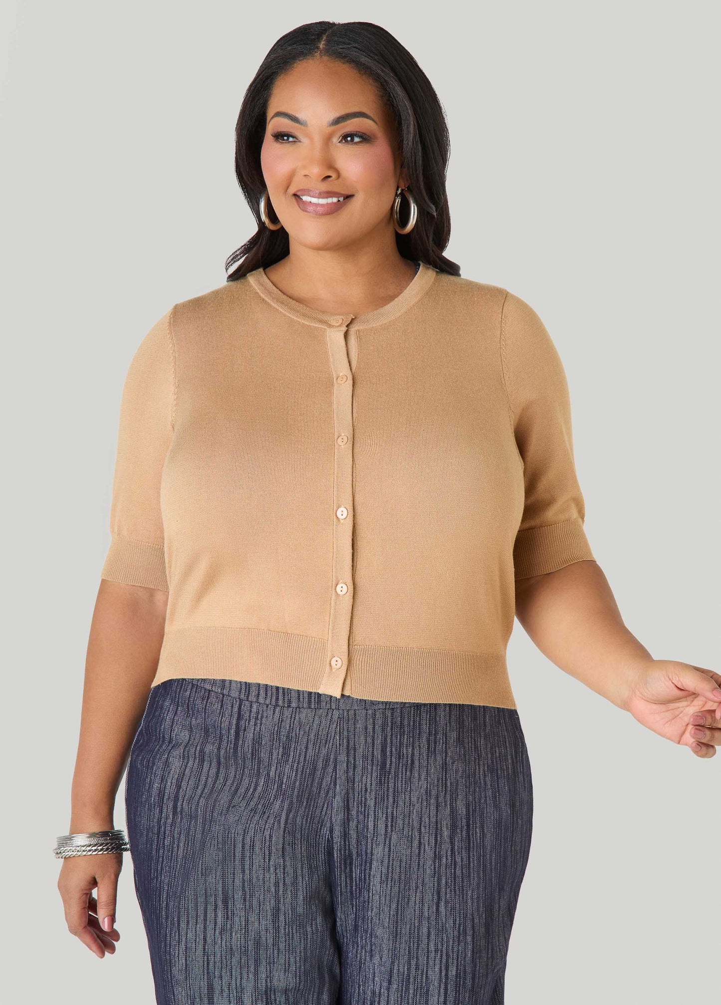 Cropped Knit Cardigan