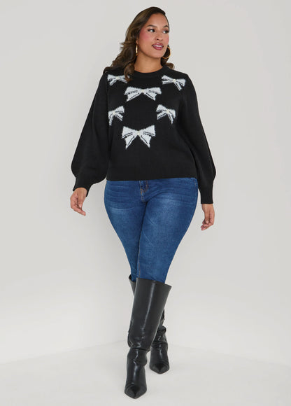 Faux Pearl Bow Sweater