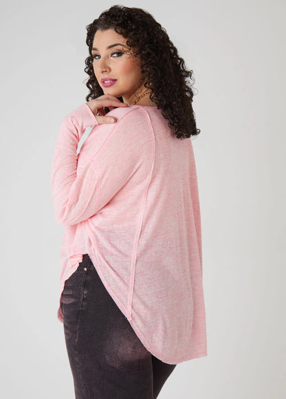 Slub Knit V Neck Top