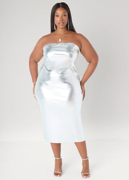 Strapless Metallic Bodycon Dress