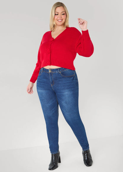 Cropped Rosette Cardigan