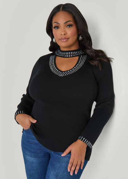 Crystal Cutout Sweater