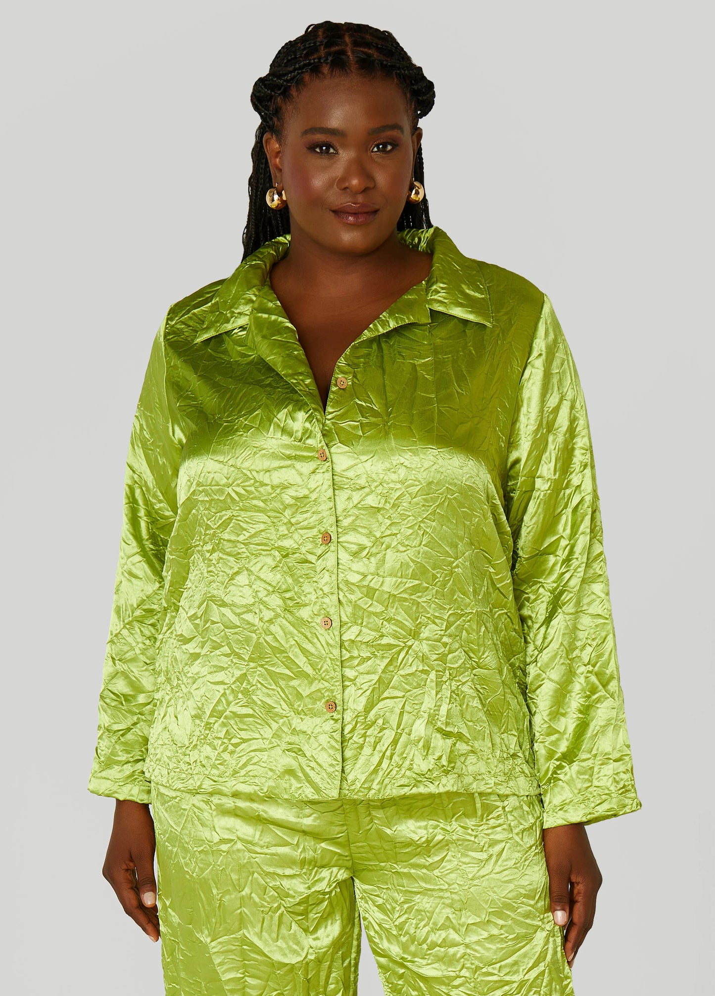 Crinkled Satin Shirt