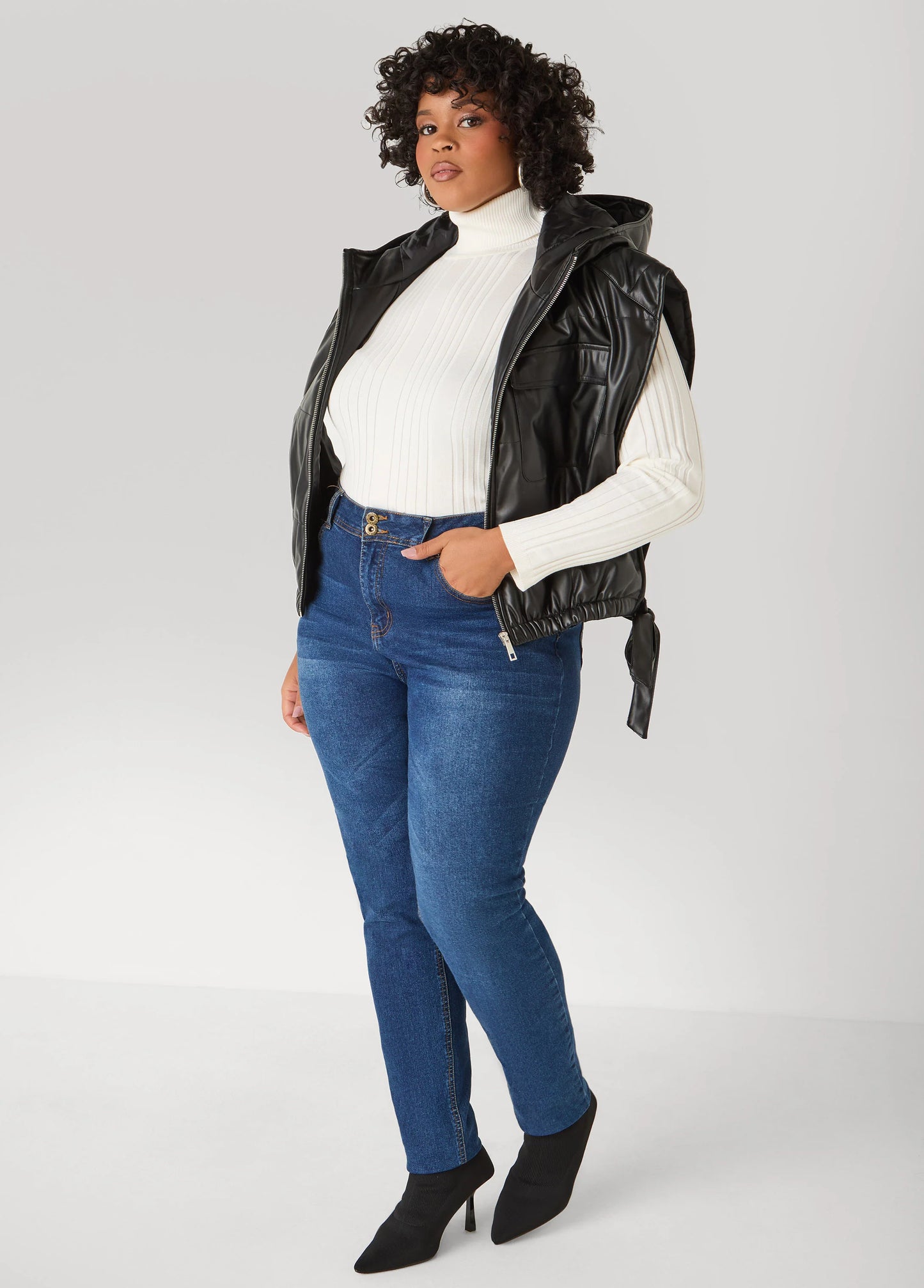 Faux Leather Open Side Vest