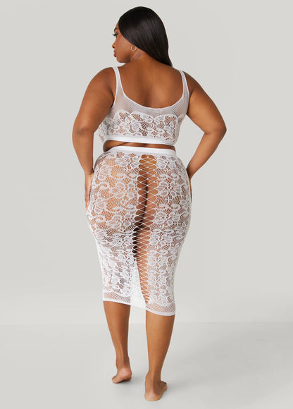 Two Piece Lace Lingerie Skirt Set