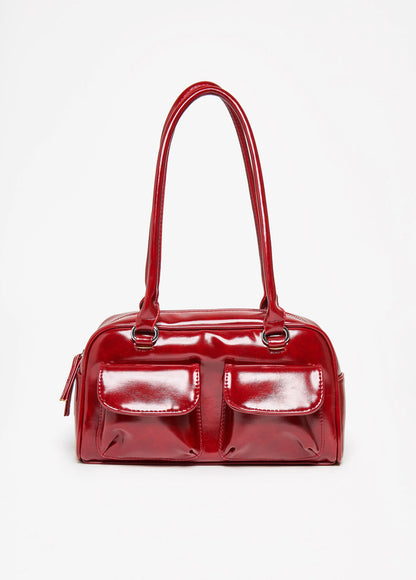 Faux Patent Leather Shoulder Bag