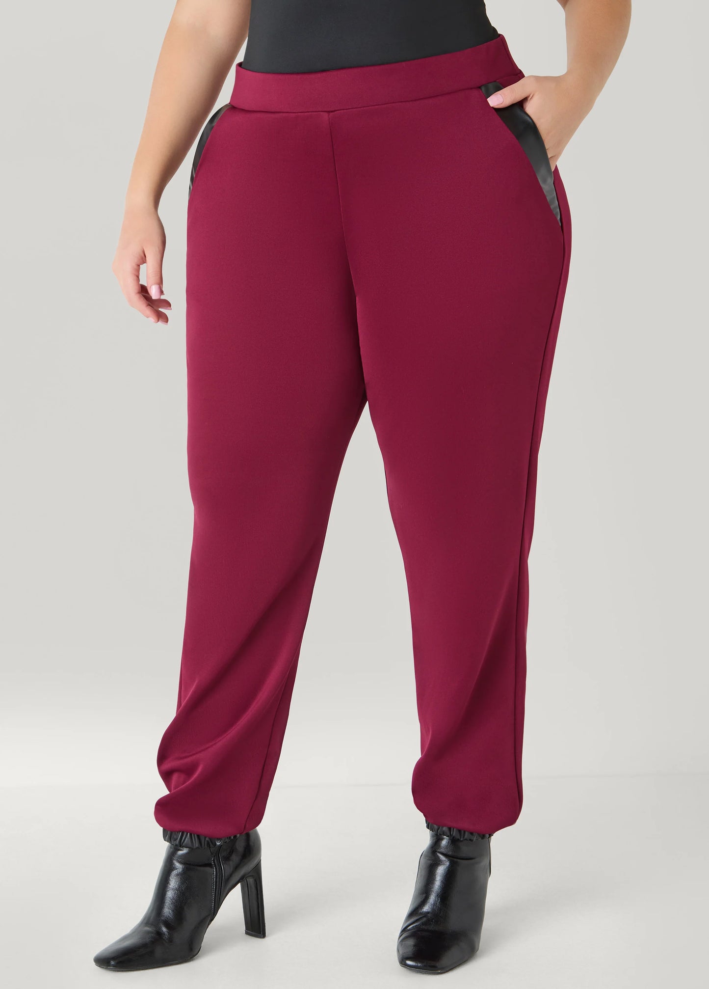 Faux Leather Paneled Joggers