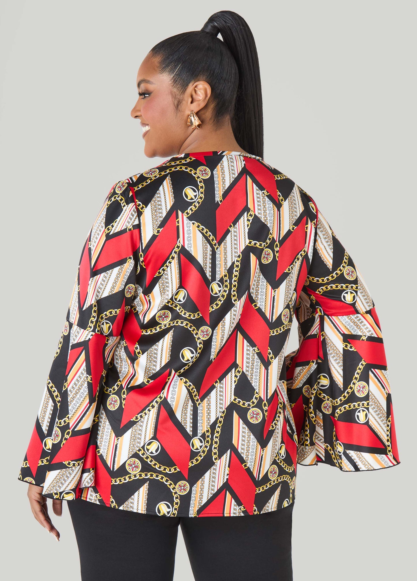 Chain Print Satin Blouse