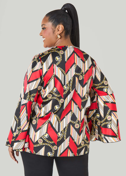 Chain Print Satin Blouse