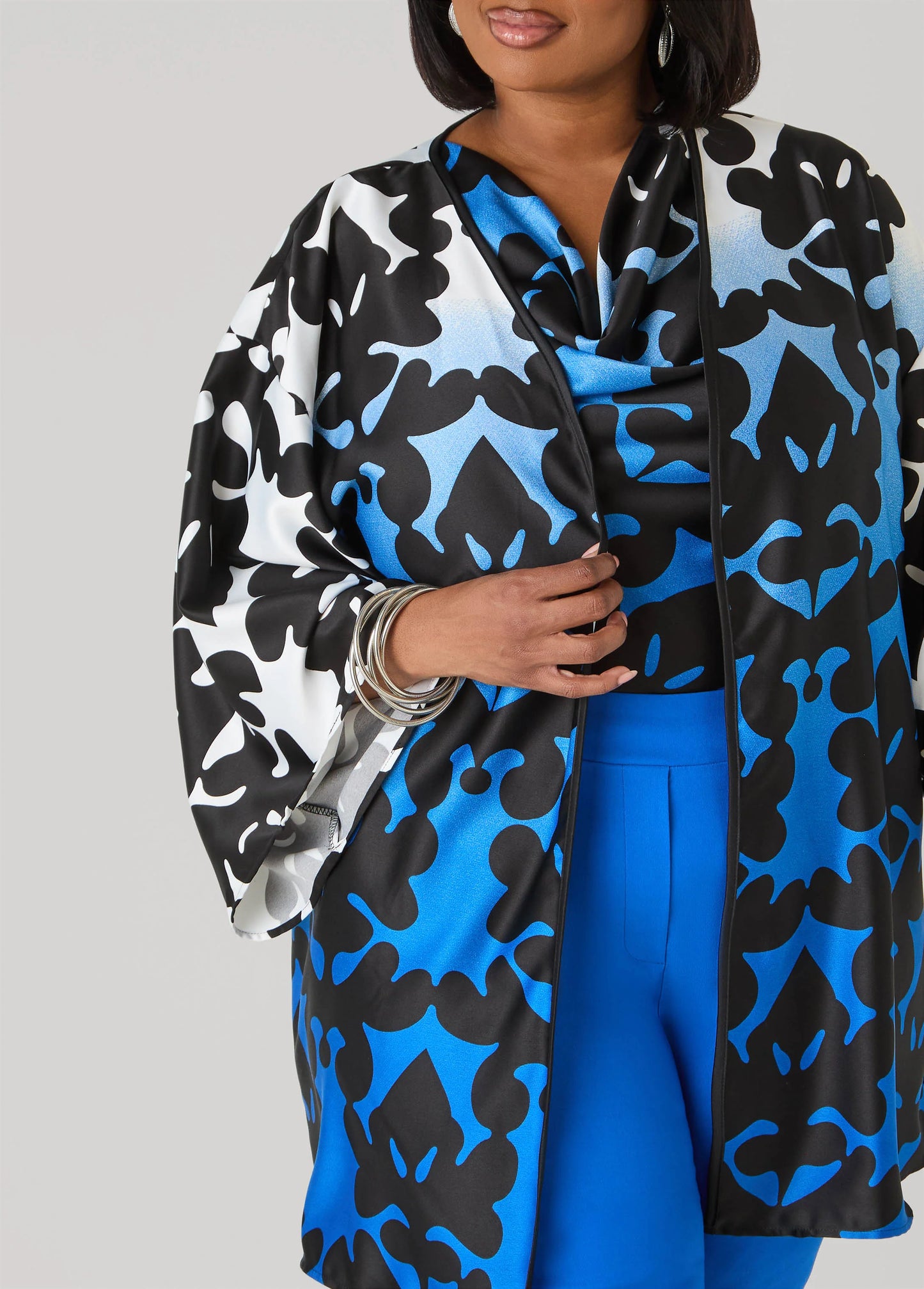 Ombre Printed Satin Kimono