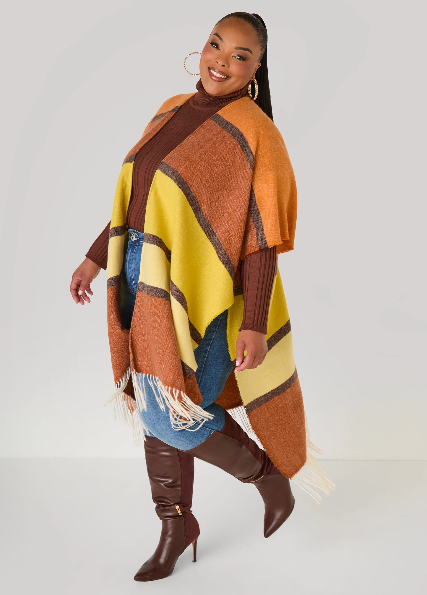 Brushed Colorblock Kimono