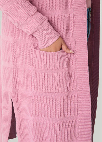 Hooded Ribbed Knit Duster