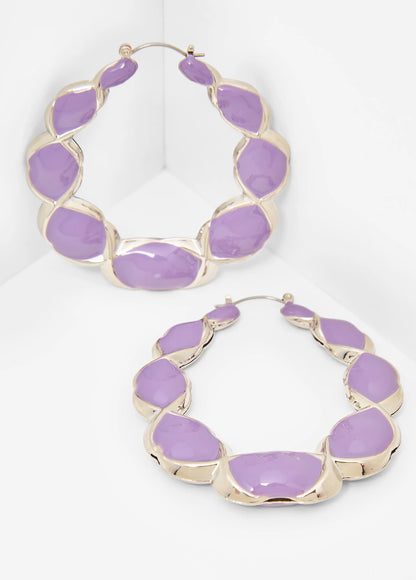 Stone Twisted Hoop Earrings