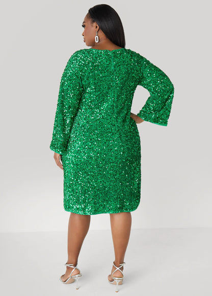 Sequin Velvet Sheath Dress