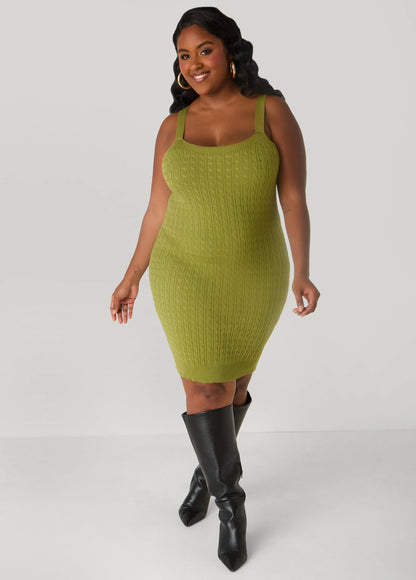 Cable Knit Bodycon Sweater Dress