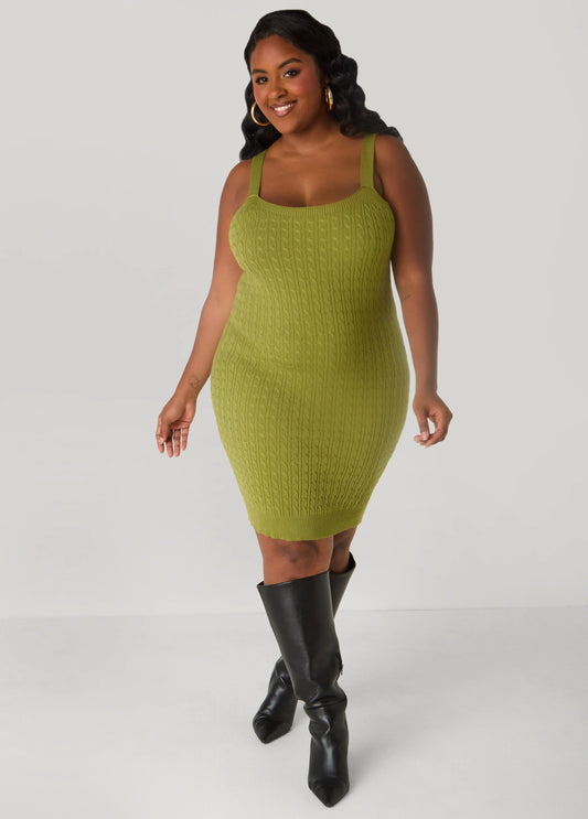 Cable Knit Bodycon Sweater Dress
