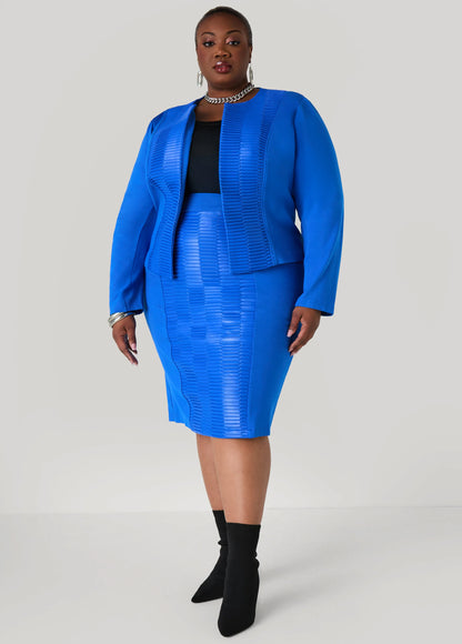Pleated Faux Leather Ponte Jacket