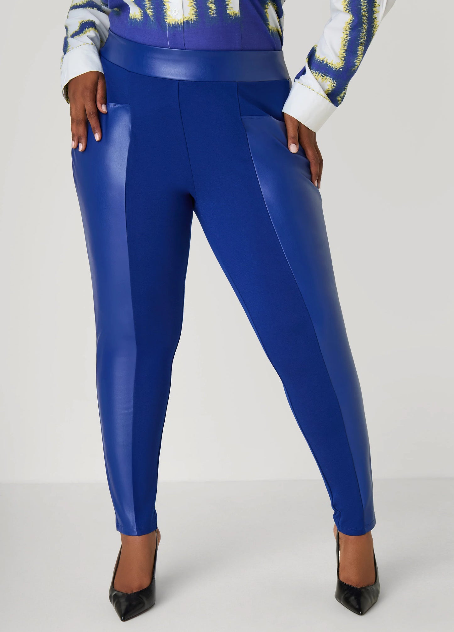 Faux Leather Paneled Leggings
