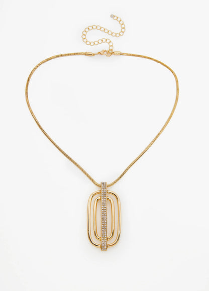 Crystal Ring Gold Tone Necklace