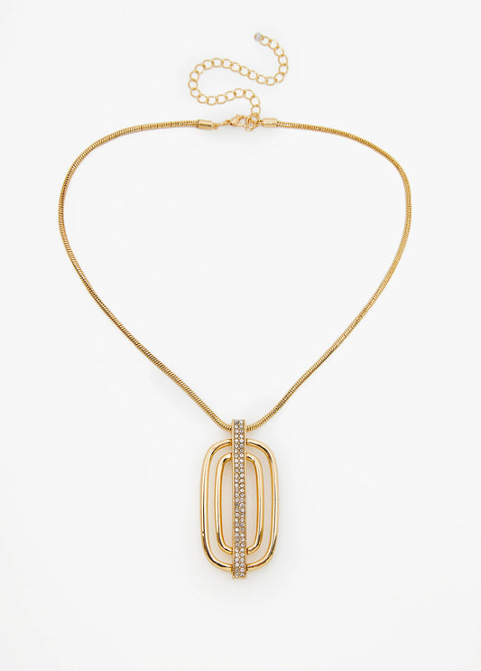 Crystal Ring Gold Tone Necklace