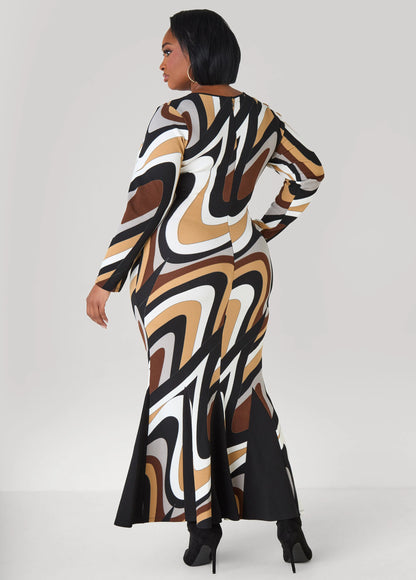 Abstract Mermaid Maxi Dress