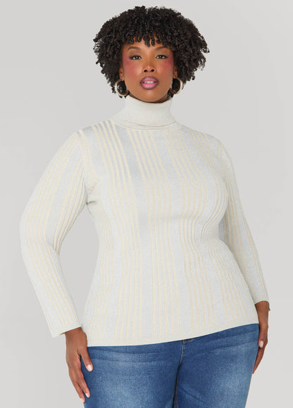 Ribbed Lurex™ Turtleneck Sweater