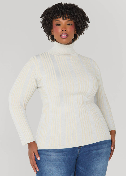 Ribbed Lurex™ Turtleneck Sweater