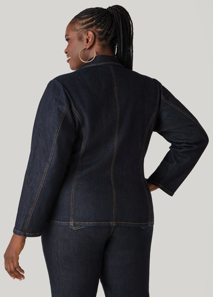 Layered Studded Denim Blazer