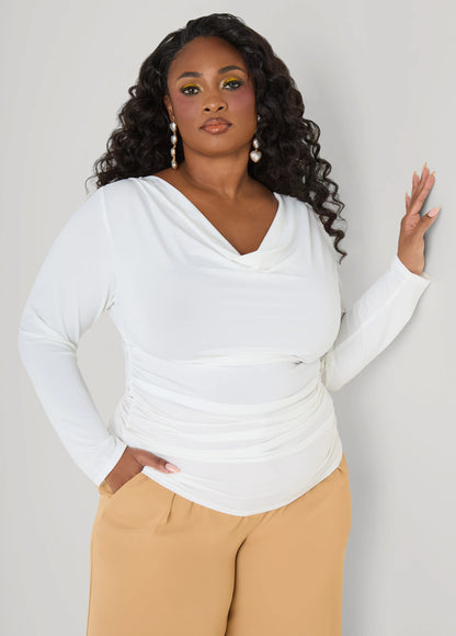 Cowl Neck Ruched Top