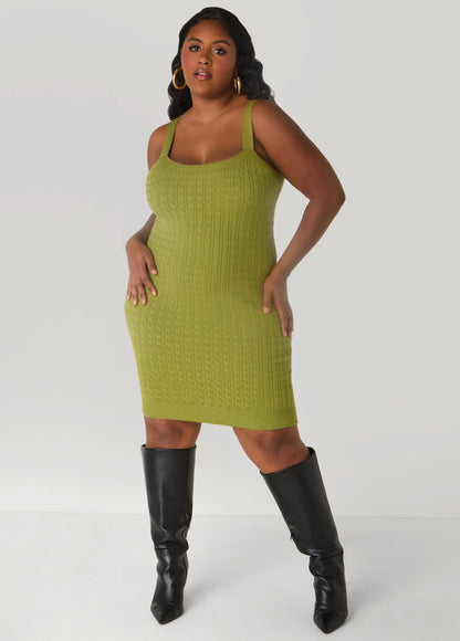 Cable Knit Bodycon Sweater Dress