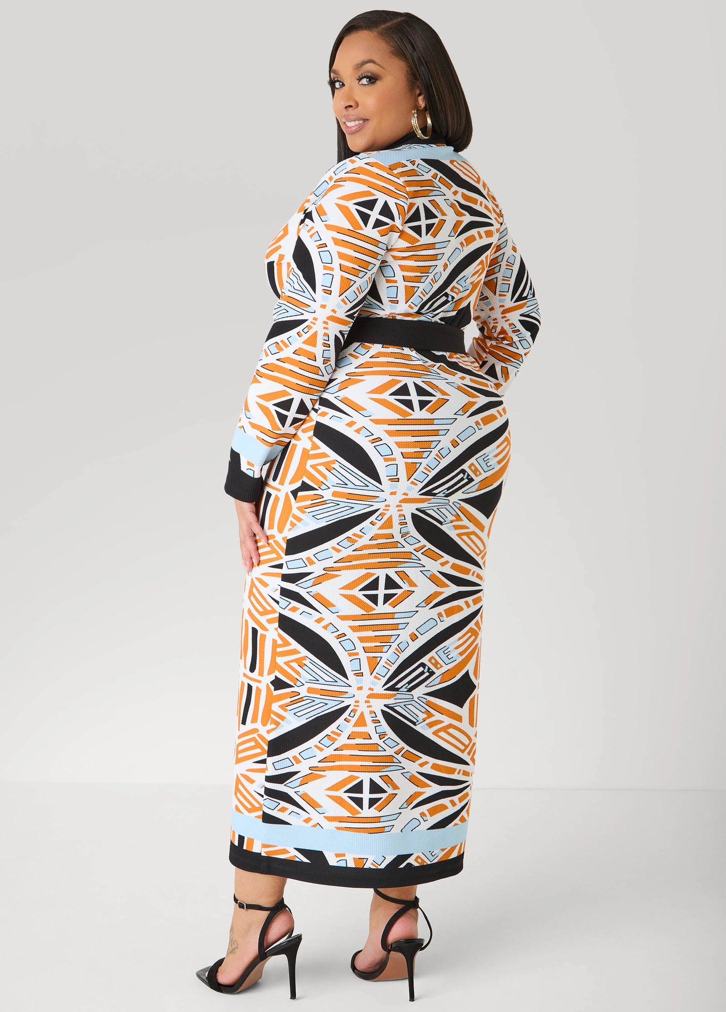 Abstract Print Cardigan Dress
