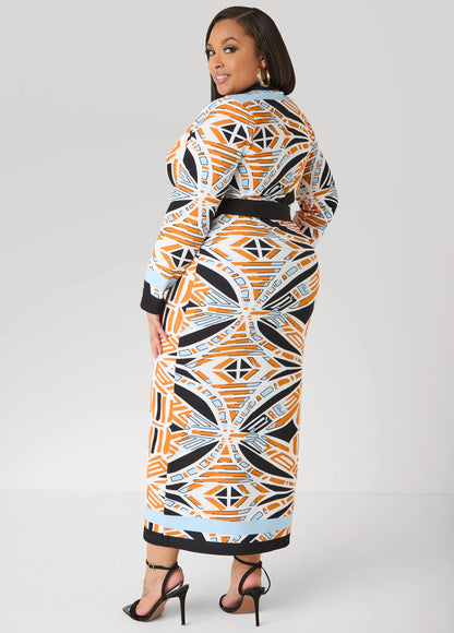 Abstract Print Cardigan Dress