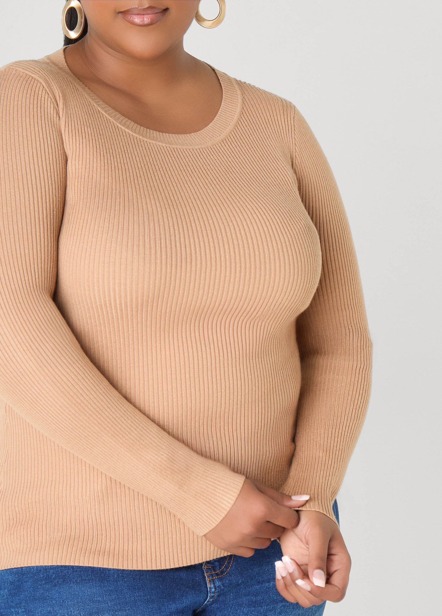 Ribbed Knit Crewneck Sweater